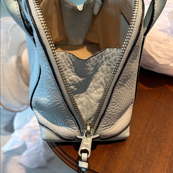 Coach Bleecker Preston mini bag Satchel Buffalo pebbled leather Lt blue seafoam - Picture 15 of 17